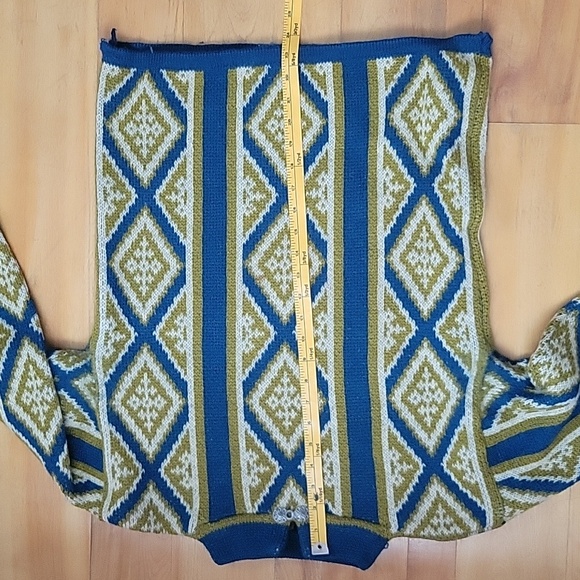 Vintage Janus Of Norway Men's Wool Blend Geometric Print Crew - Picture 4 of 8